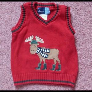 Great Guy Boy's Red Moose Sweater Vest